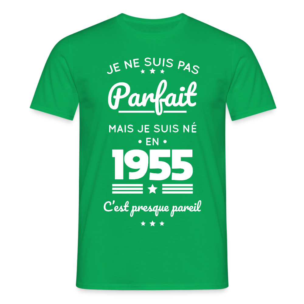 T-shirt Homme - Anniversaire 70 Ans - Pas parfait mais né en 1955 - vert