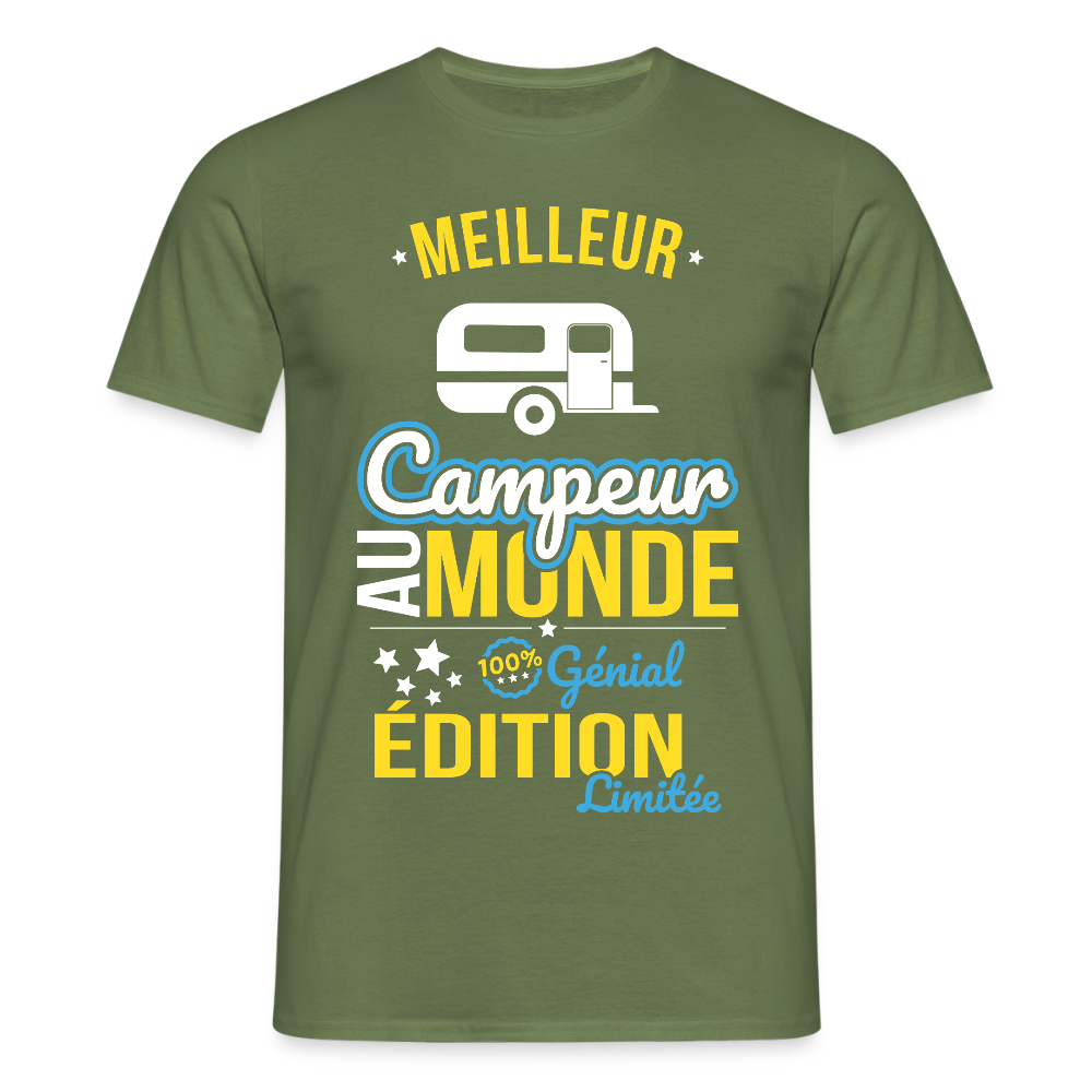 T-shirt Homme - Meilleur Campeur au monde - 100% génial - vert militaire