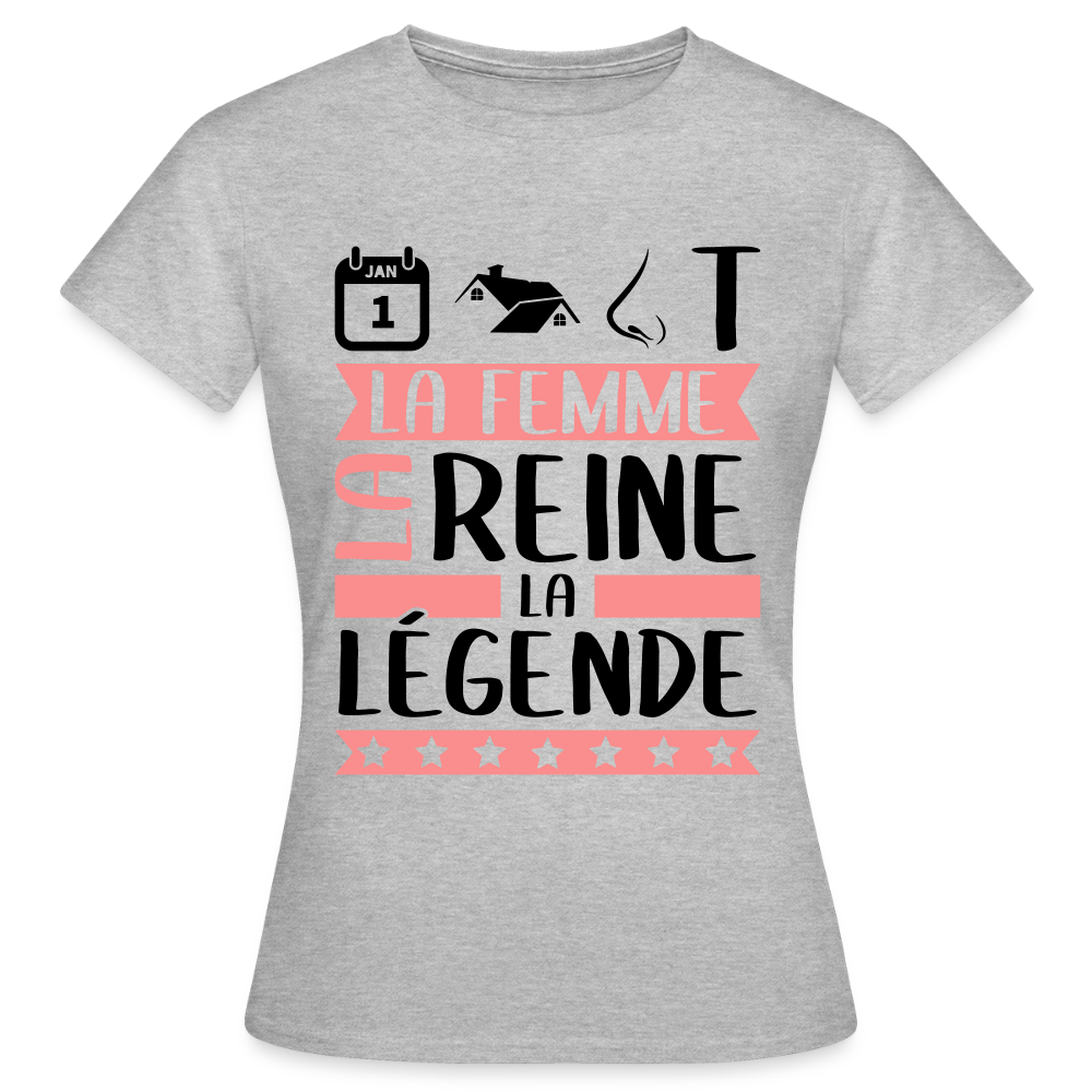 T-shirt femme coloris clair Antoinette rébus – La femme, la reine, la légende - gris chiné