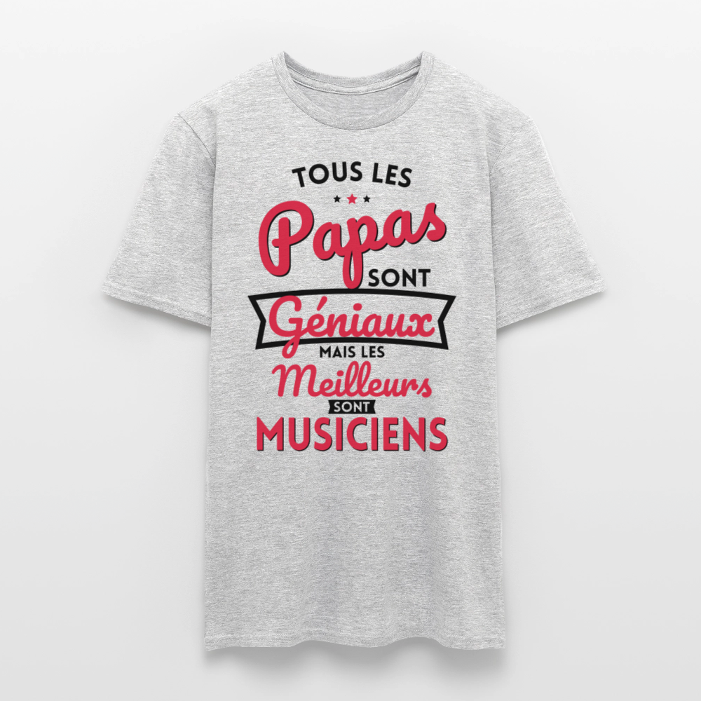 T-shirt Homme - Papas géniaux - Les meilleurs sont musiciens - gris chiné