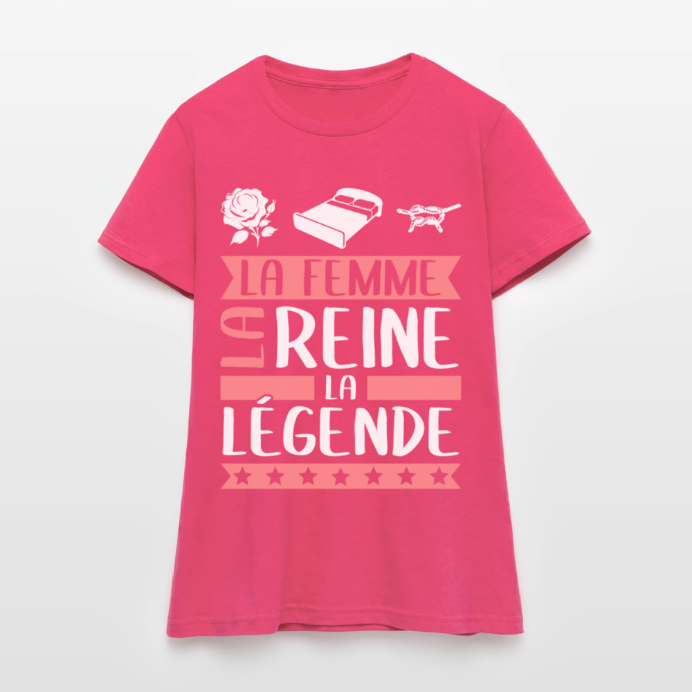 T-shirt femme Roseline rébus – La femme, la reine, la légende - rose azalée