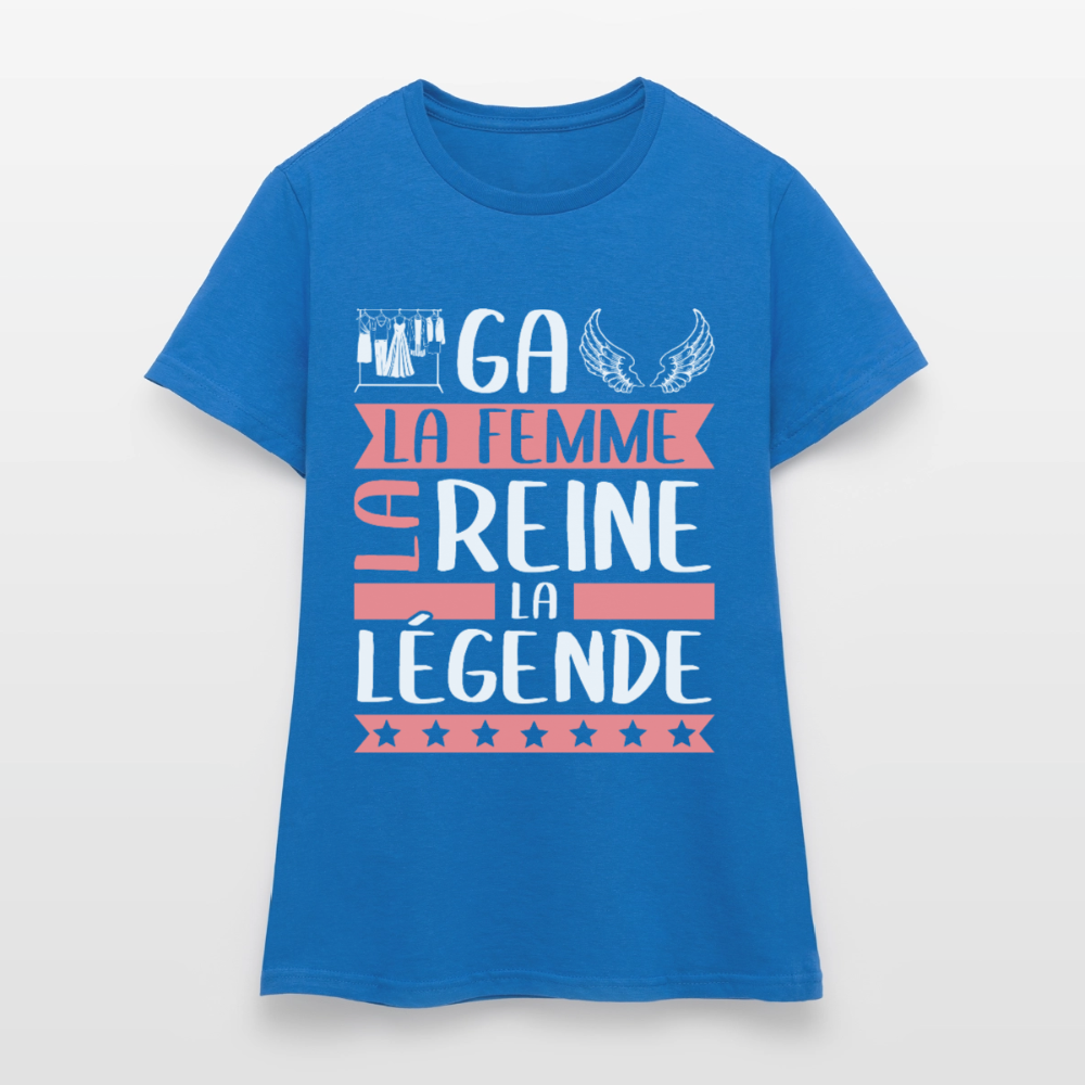 T-shirt femme Abigaëlle rébus – La femme, la reine, la légende - bleu royal