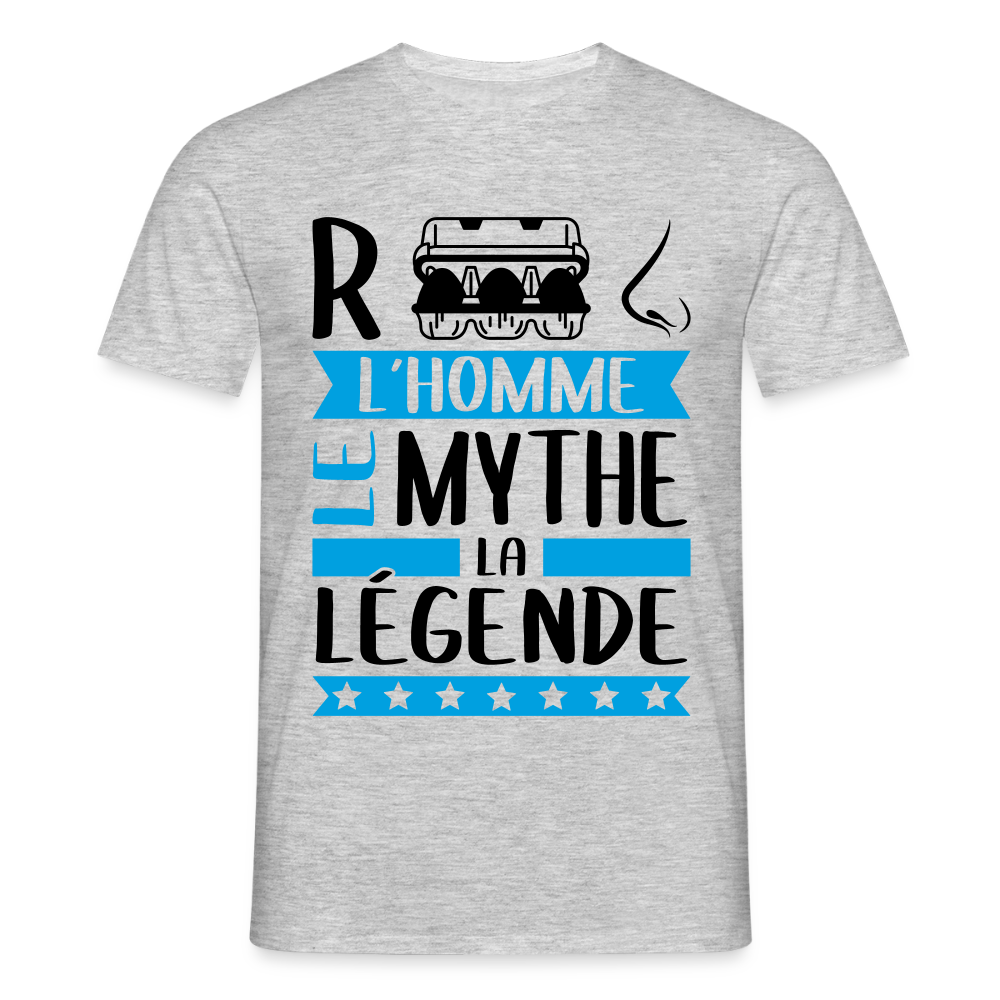 T-shirt homme coloris clair René en rébus – L’homme, le mythe, la légende - gris chiné