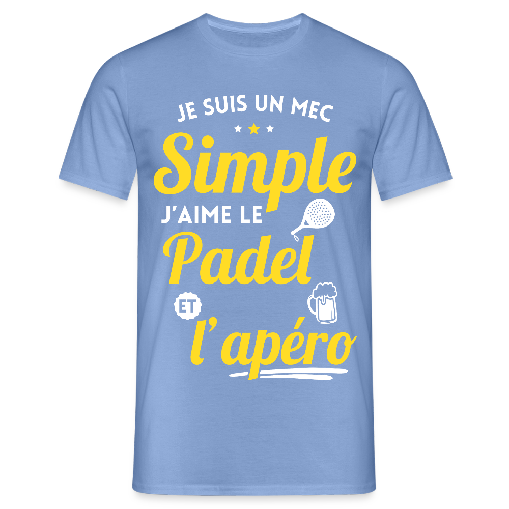 T-shirt Homme - J'aime le  padel et l'apéro - carolina blue
