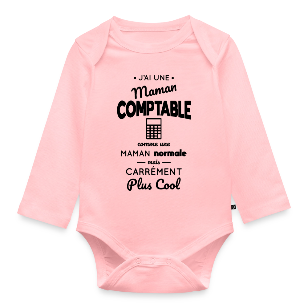 Body Bébé bio manches longues - J'ai une maman comptable - rose
