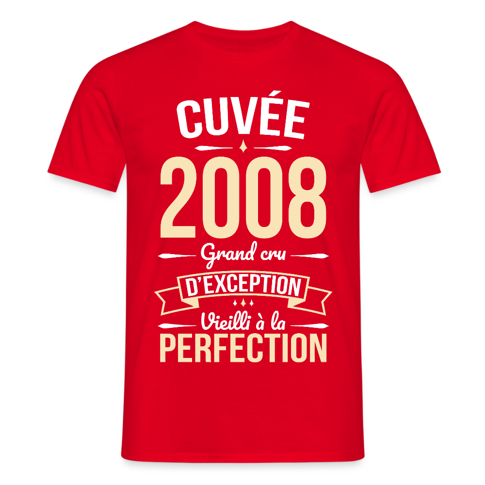 T-shirt anniversaire homme 18 ans – Cuvée 2008, Grand cru d’exception - rouge