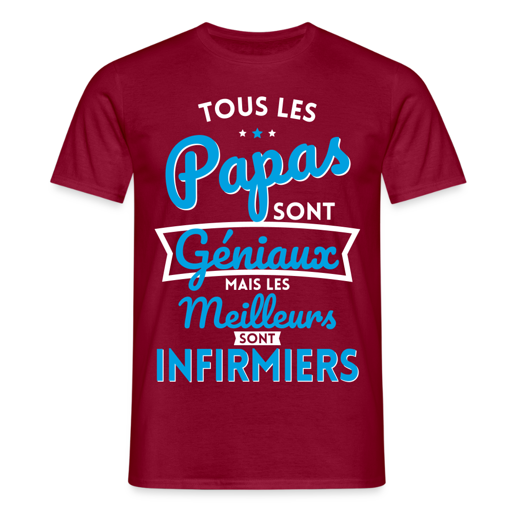 T-shirt Homme - Papas  géniaux - Les meilleurs sont infirmiers - rouge brique
