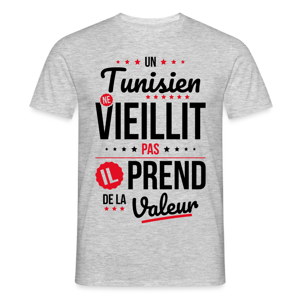 T-shirt Homme - Un Tunisien ne vieillit pas - gris chiné