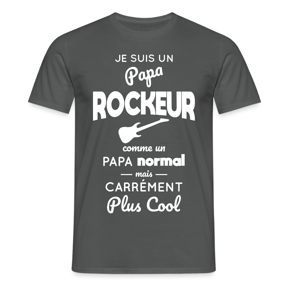 T-shirt Homme - Papa rockeur plus cool - charbon