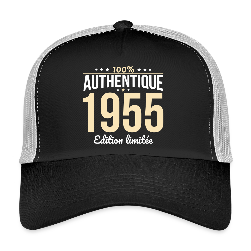 Casquette Trucker - Anniversaire 70 Ans - 100% Authentique 1955 - noir/gris pierre