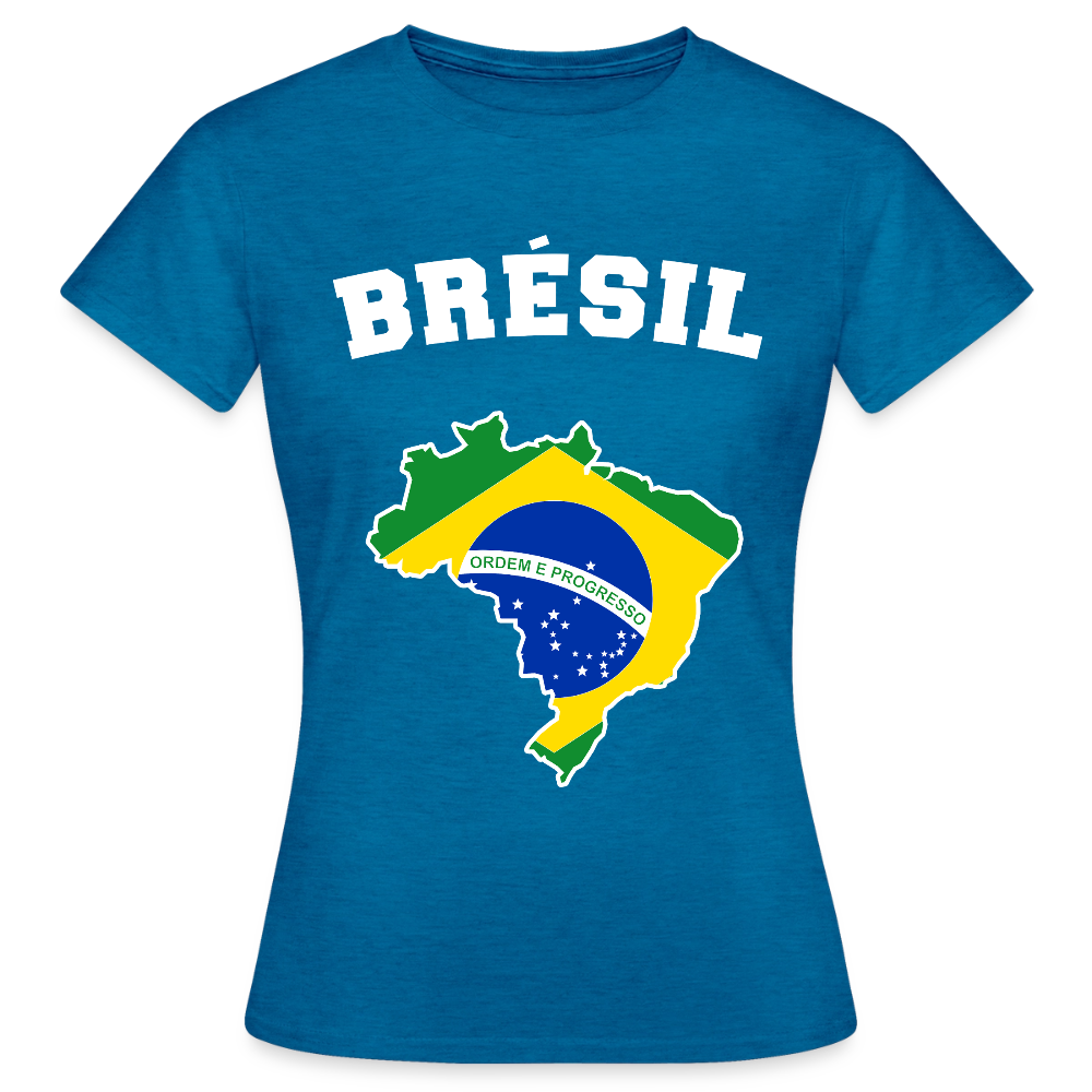 T-shirt Femme - Brésil - bleu saphir antique chiné
