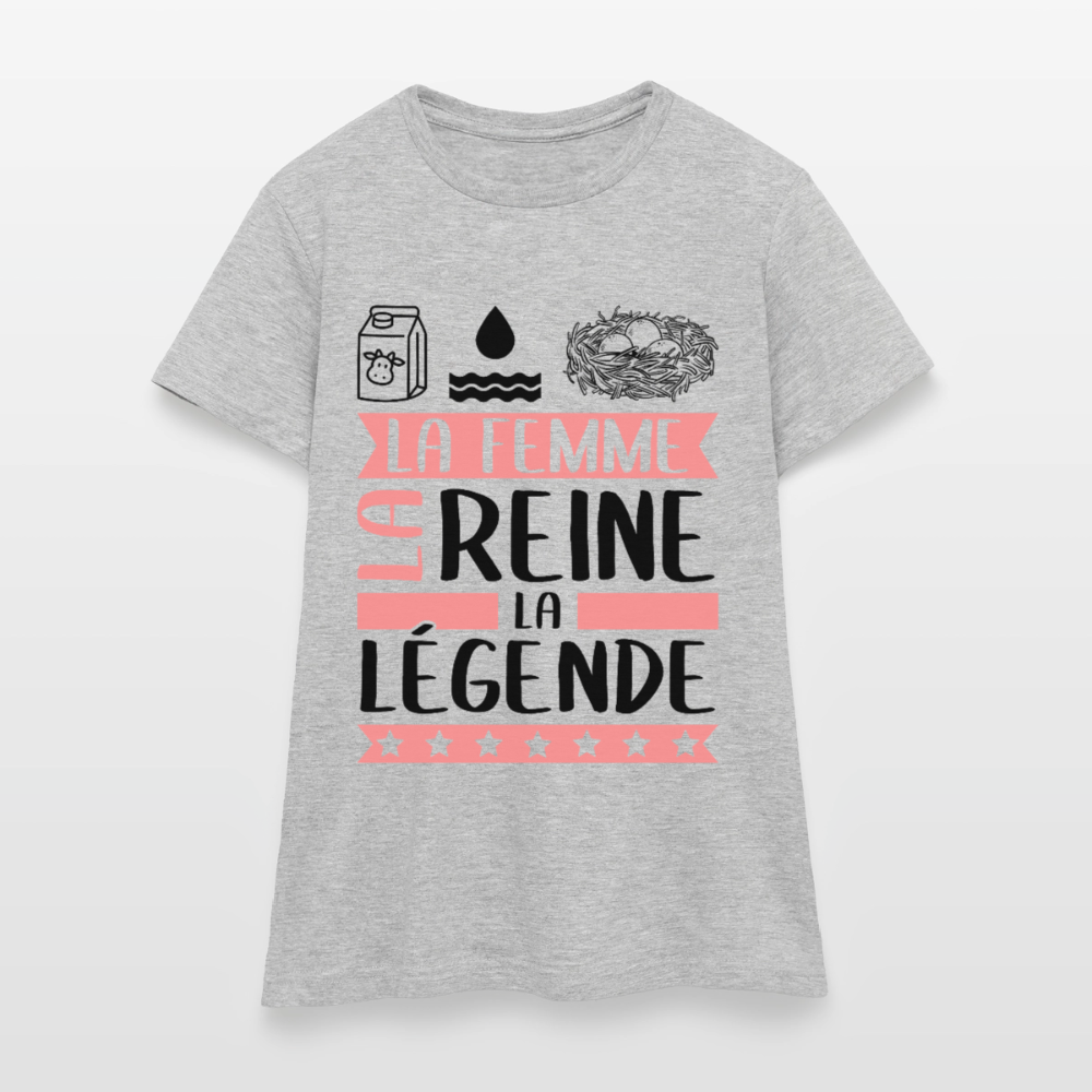 T-shirt femme coloris clair Léonie rébus – La femme, la reine, la légende - gris chiné