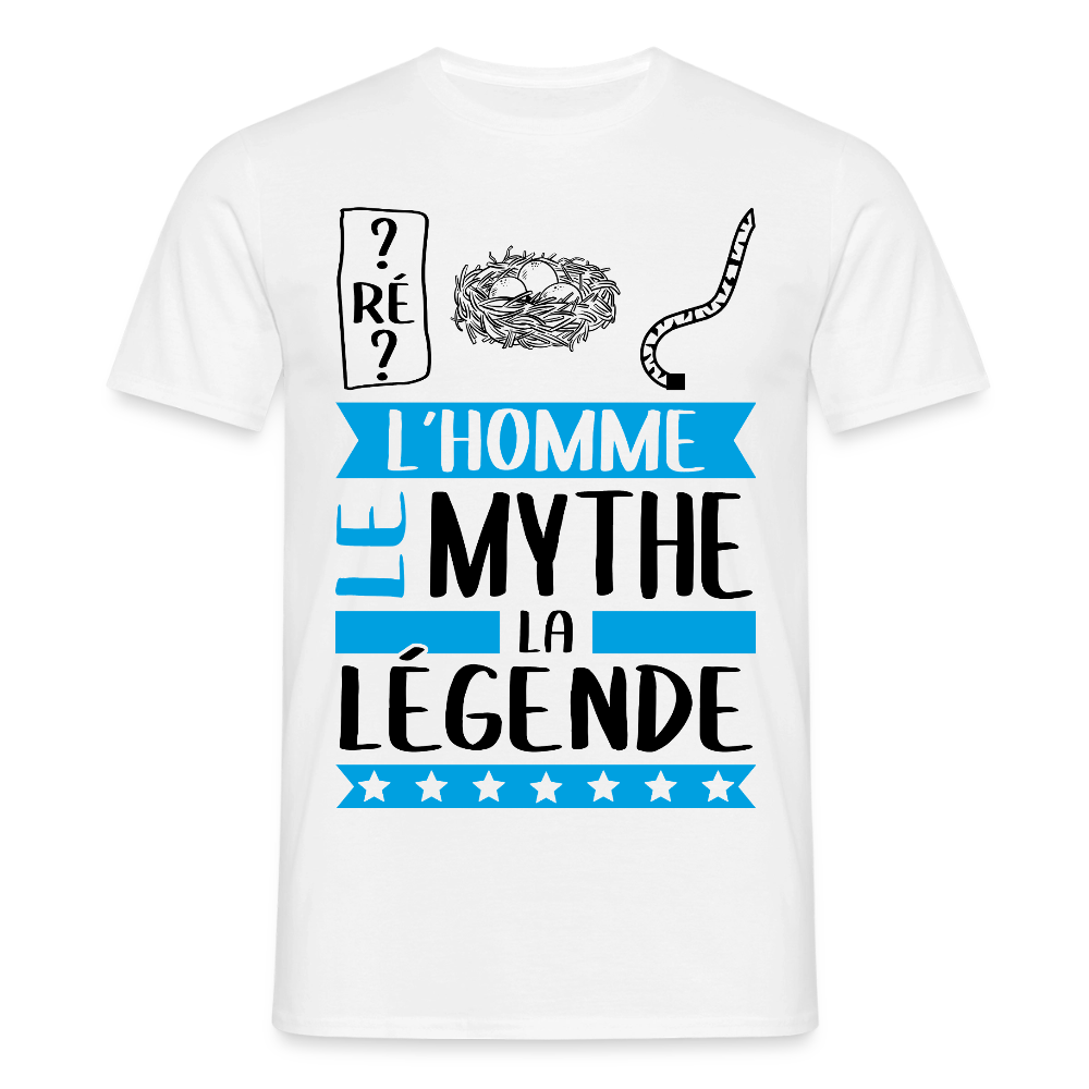 T-shirt homme coloris clair Dominique rébus – L’homme, le mythe, la légende - blanc