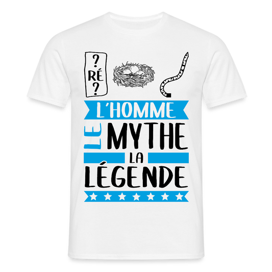 T-shirt homme coloris clair Dominique rébus – L’homme, le mythe, la légende - blanc