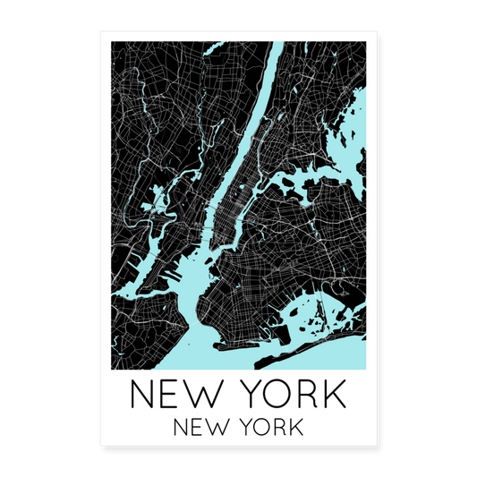 Poster New York - Plan New York - 40 x 60 cm - blanc