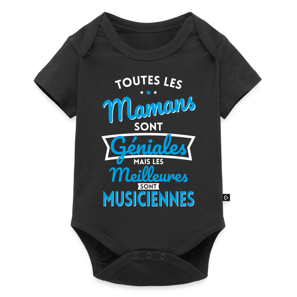 Body Bébé bio manches courtes - Mamans géniales - Les meilleures sont musiciennes - noir
