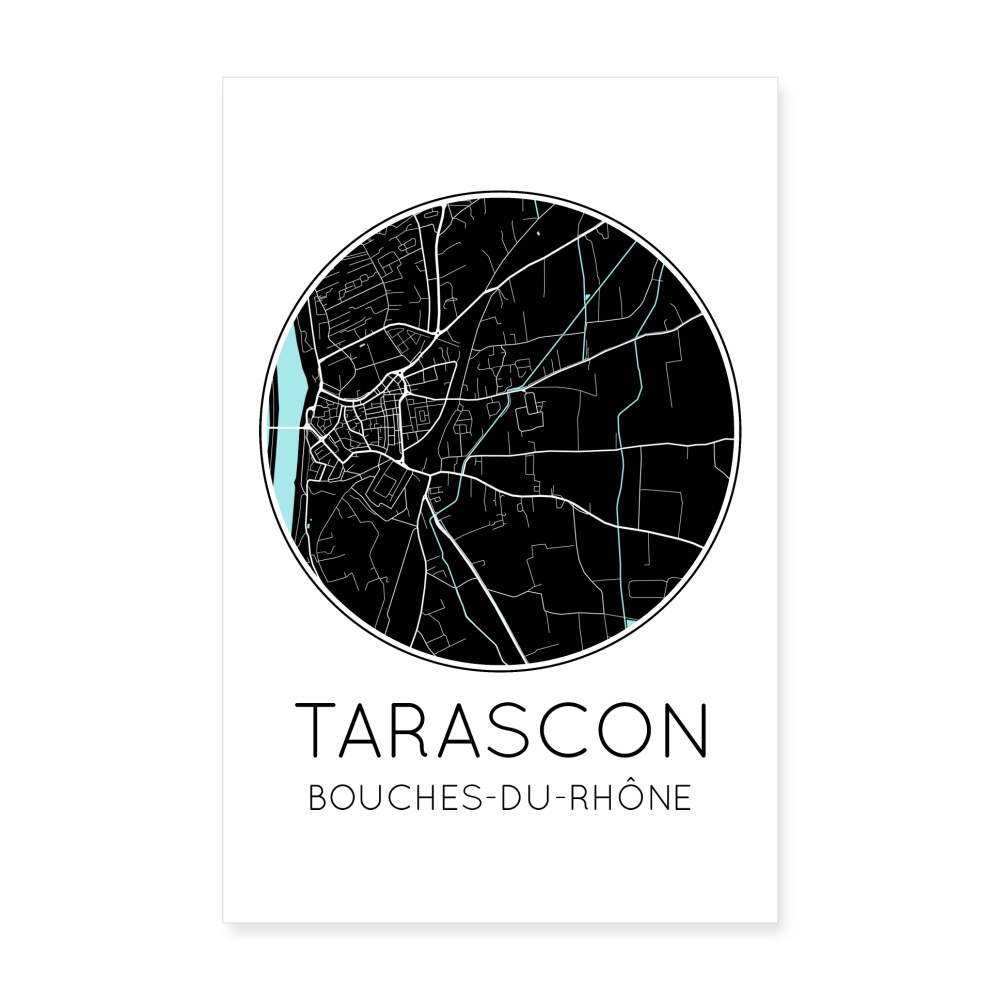 Poster Tarascon - Plan Tarascon - 20 x 30 cm - blanc
