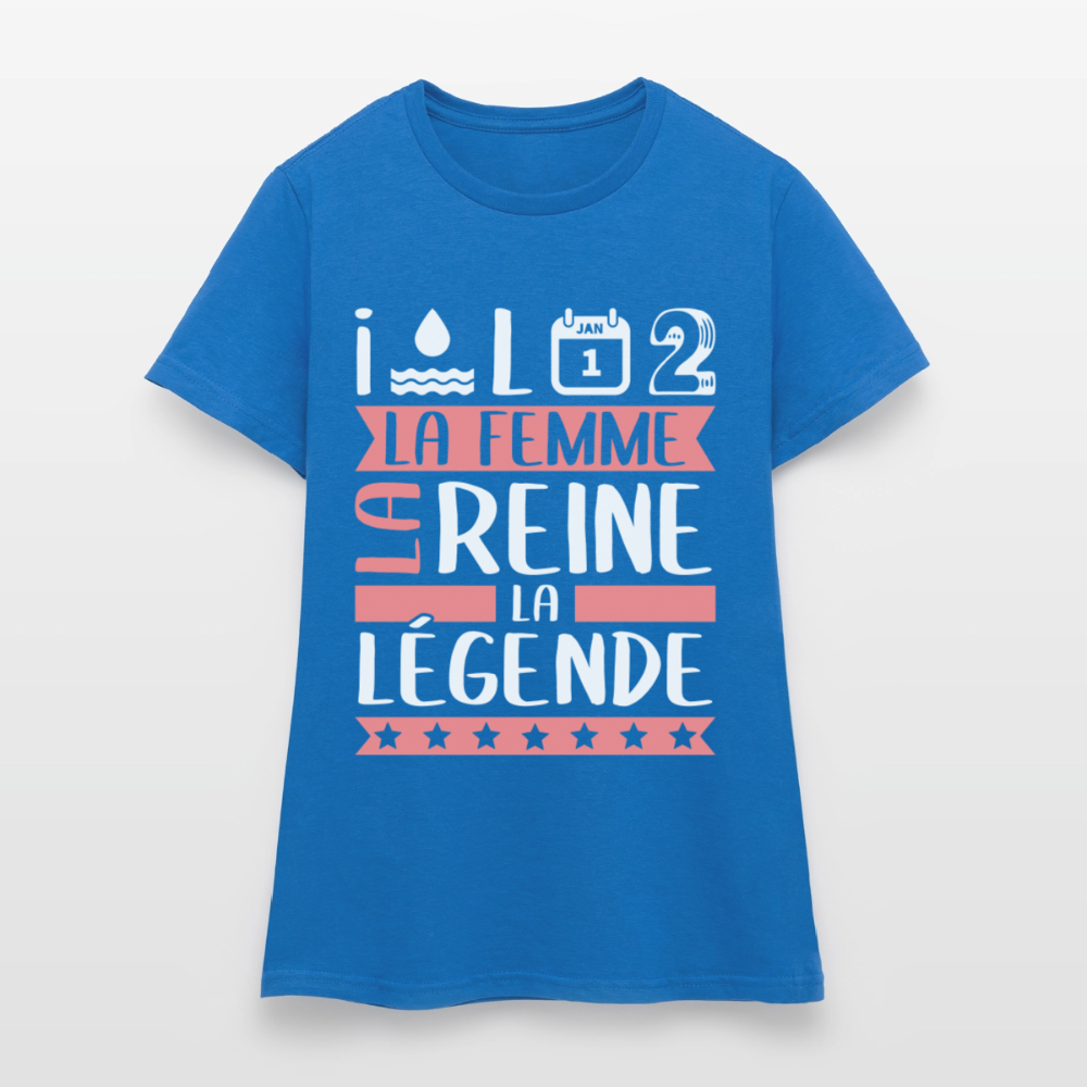 T-shirt femme Yolande rébus – La femme, la reine, la légende - bleu royal