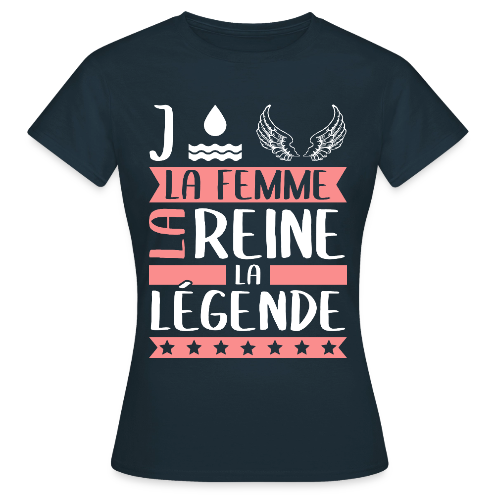 T-shirt femme Joëlle rébus – La femme, la reine, la légende - marine