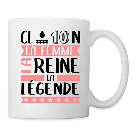 Mug blanc Claudine rébus – La femme, la reine, la légende - blanc