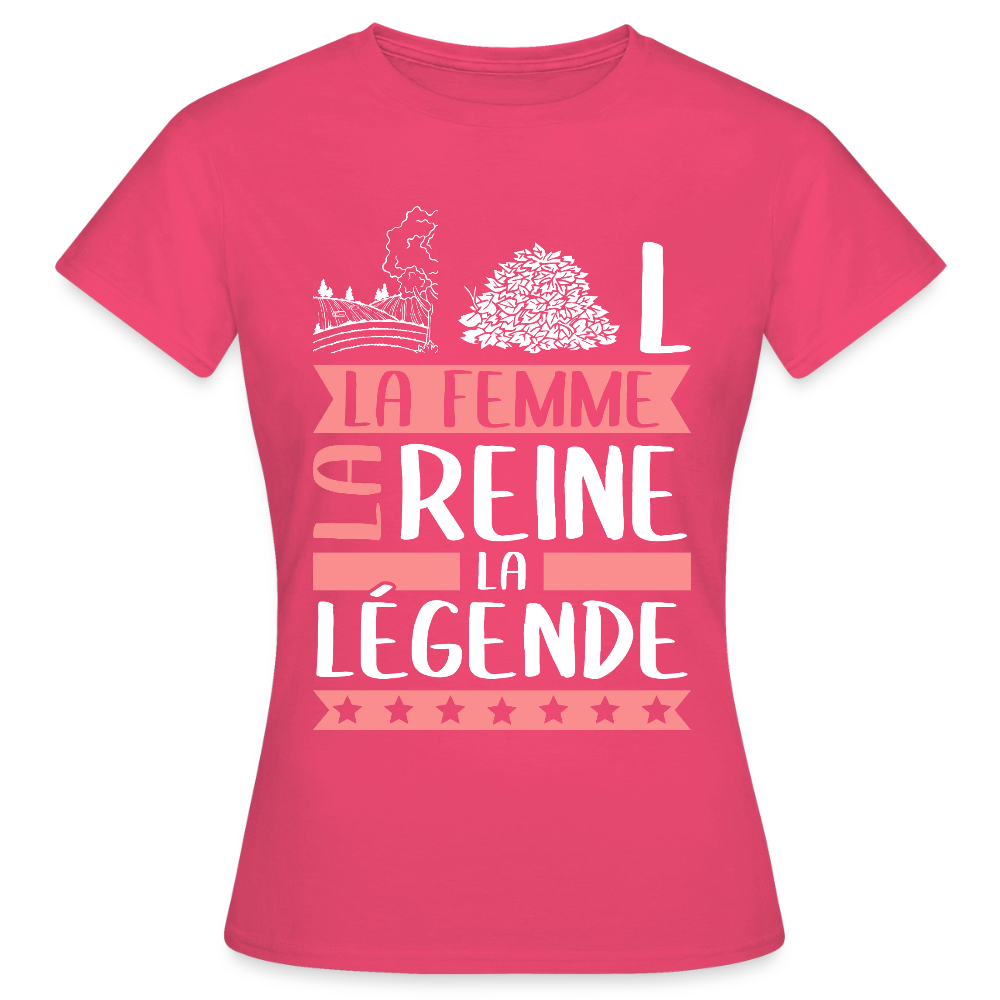 T-shirt femme Chantal rébus – La femme, la reine, la légende - rose azalée