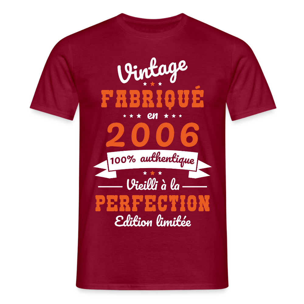 T-shirt anniversaire homme 20 ans – Vintage 2006 - rouge brique