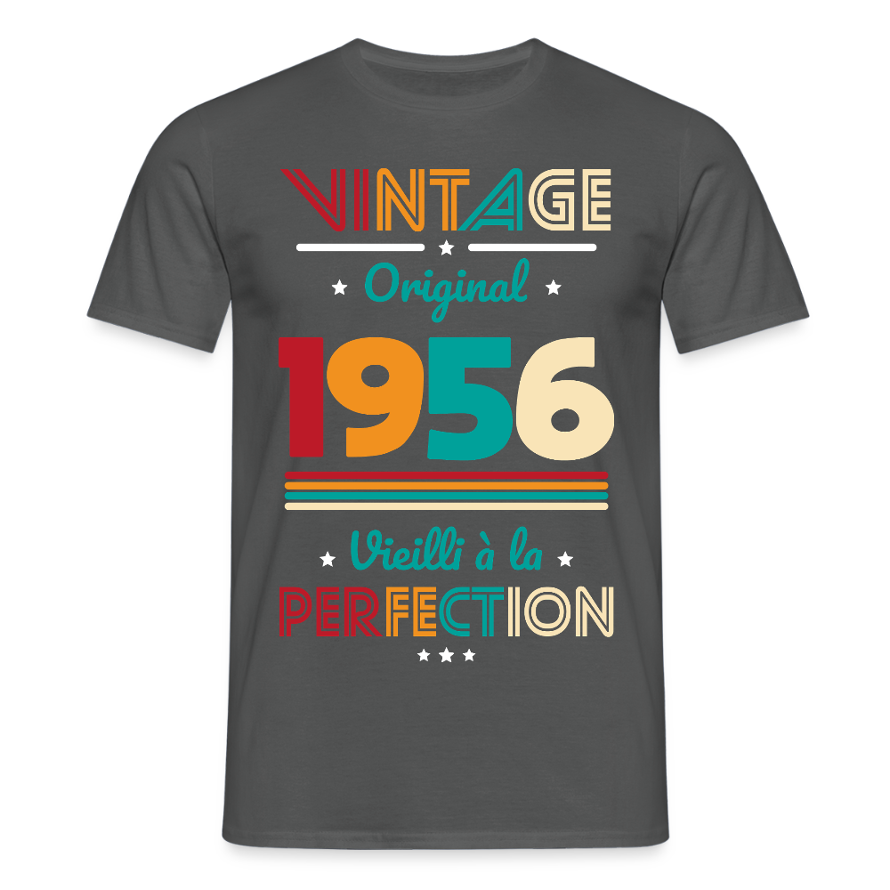 T-shirt anniversaire homme 70 ans – Vintage, original, 1956 - charbon