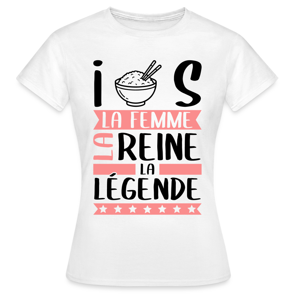 T-shirt femme coloris clair Iris rébus – La femme, la reine, la légende - blanc
