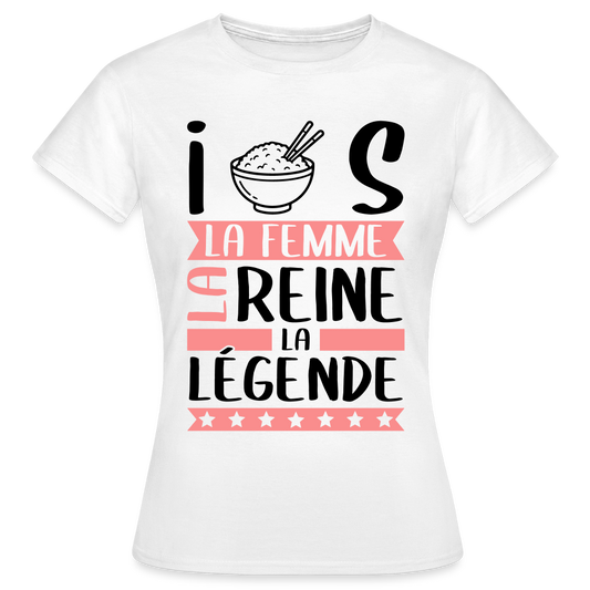 T-shirt femme coloris clair Iris rébus – La femme, la reine, la légende - blanc