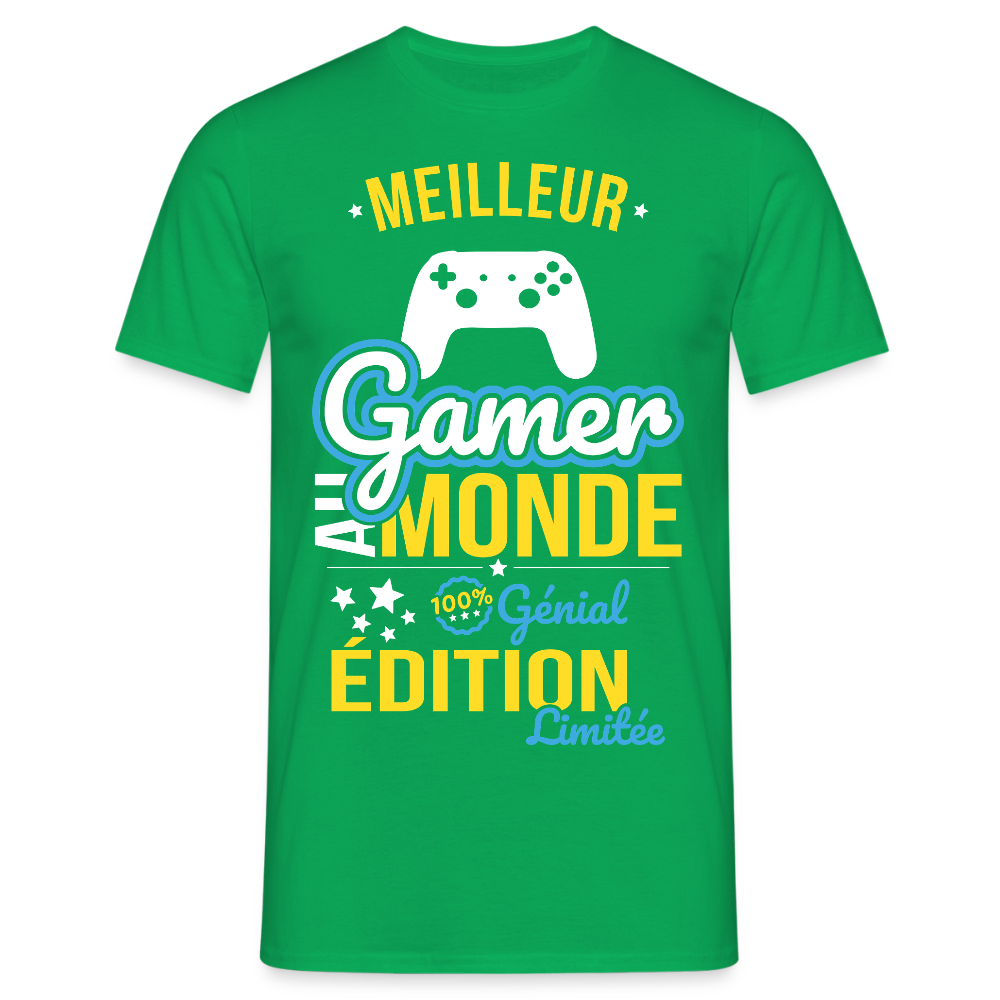 T-shirt Homme - Meilleur Gamer au monde - 100% génial - vert
