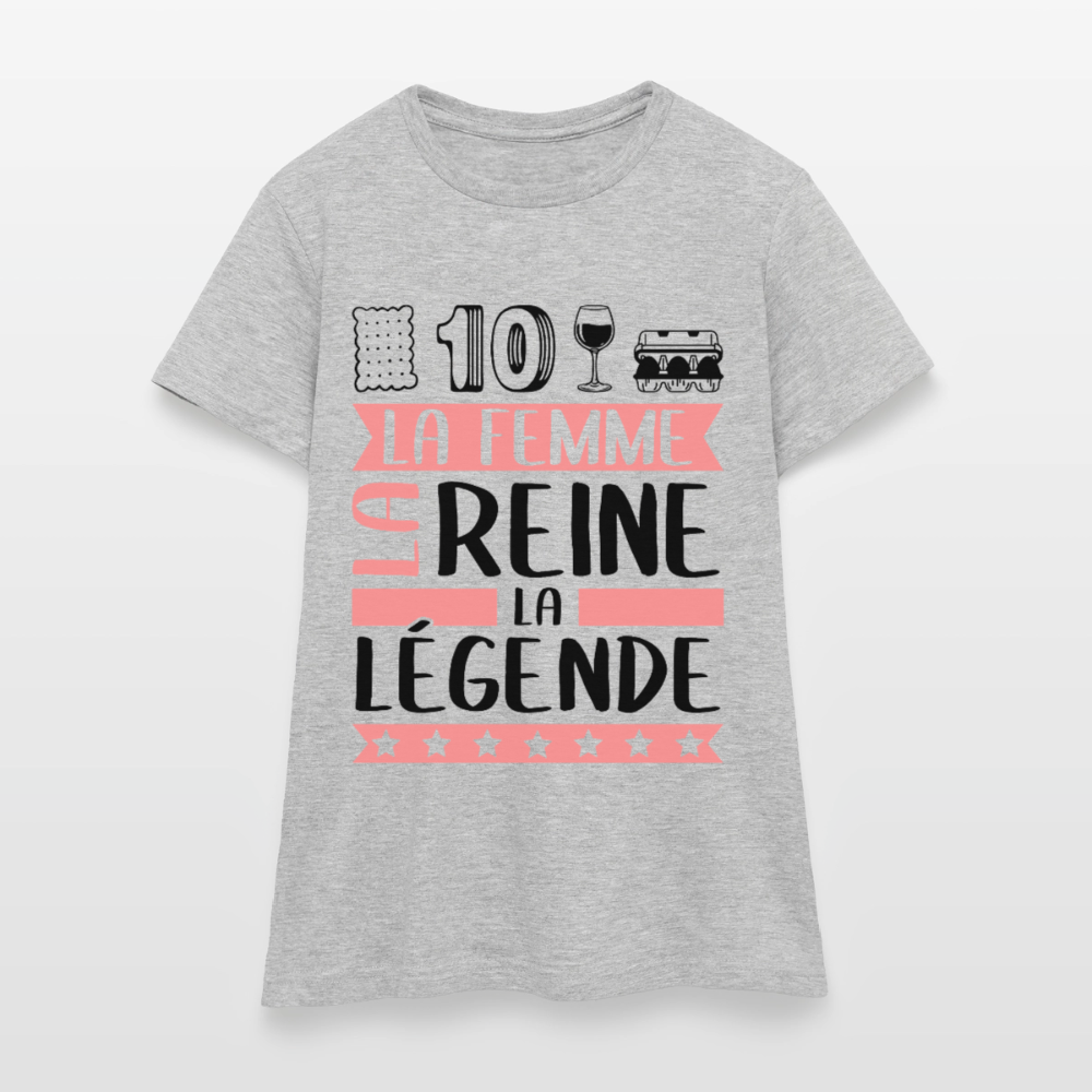 T-shirt femme coloris clair Ludivine rébus – La Femme, la reine, la légende - gris chiné