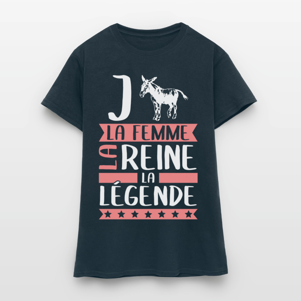 T-shirt femme Jeanne rébus – La femme, la reine, la légende - marine