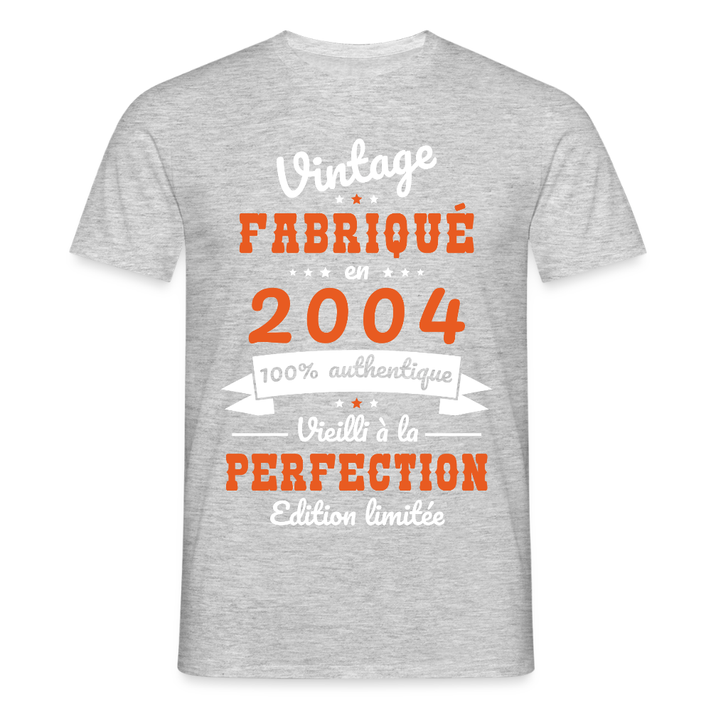 T-shirt Homme - Anniversaire 21 Ans - Vintage Fabriqué en 2004 - gris chiné