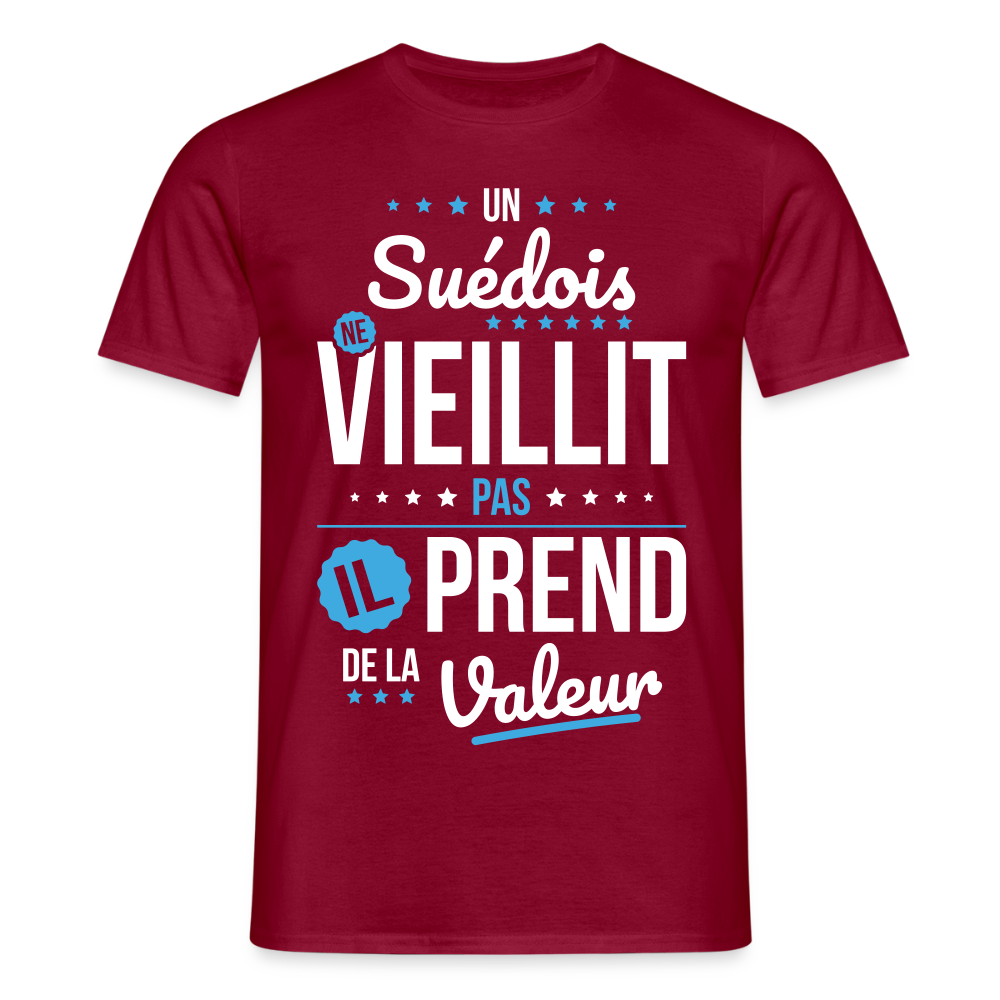 T-shirt Homme - Un Suédois ne vieillit pas - rouge brique
