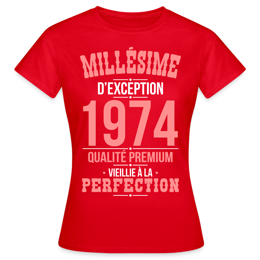 T-shirt Femme - Anniversaire 51 Ans - Millésime 1974 - rouge