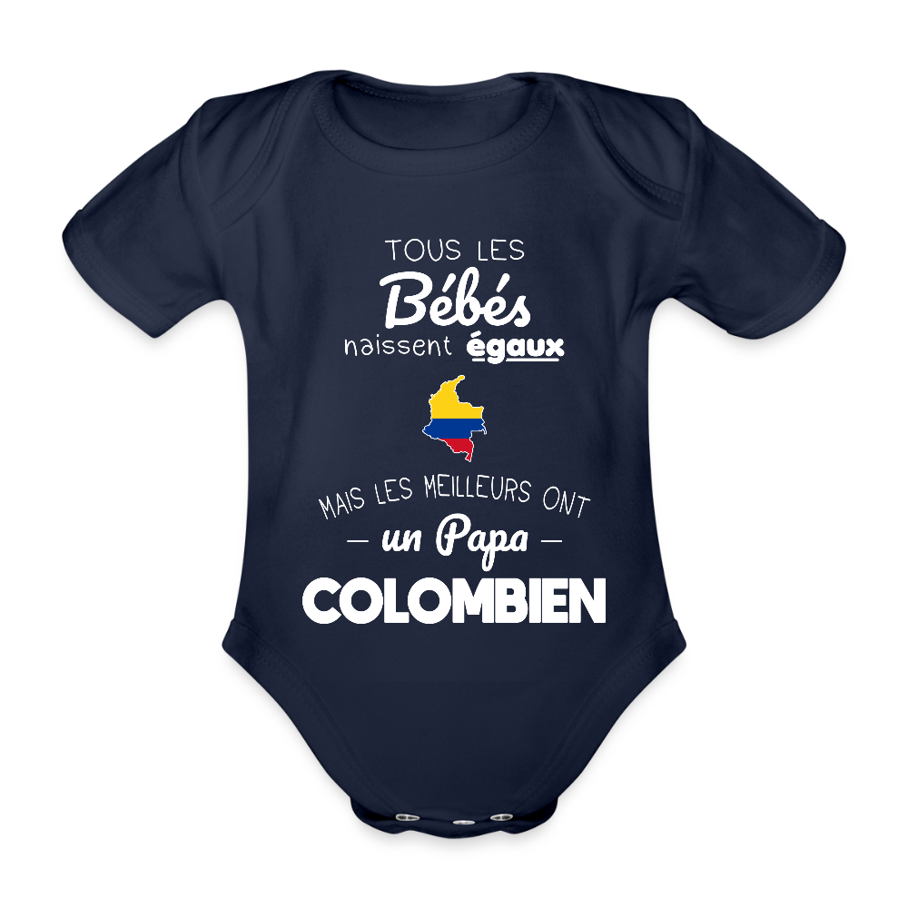 Body Bébé bio manches courtes - Les Meilleurs Ont Un Papa Colombien - marine foncé