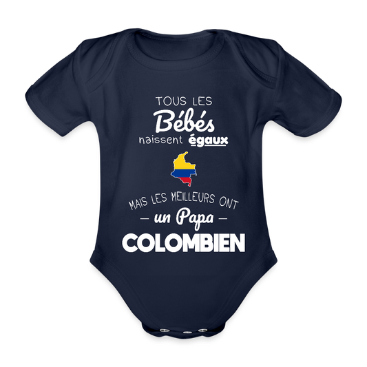 Body Bébé bio manches courtes - Les Meilleurs Ont Un Papa Colombien - marine foncé