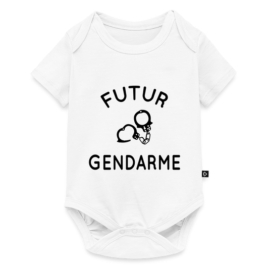 Body Bébé bio manches courtes - Futur gendarme - blanc