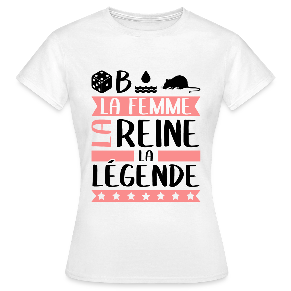 T-shirt femme coloris clair Déborah rébus – La femme, la reine, la légende - blanc