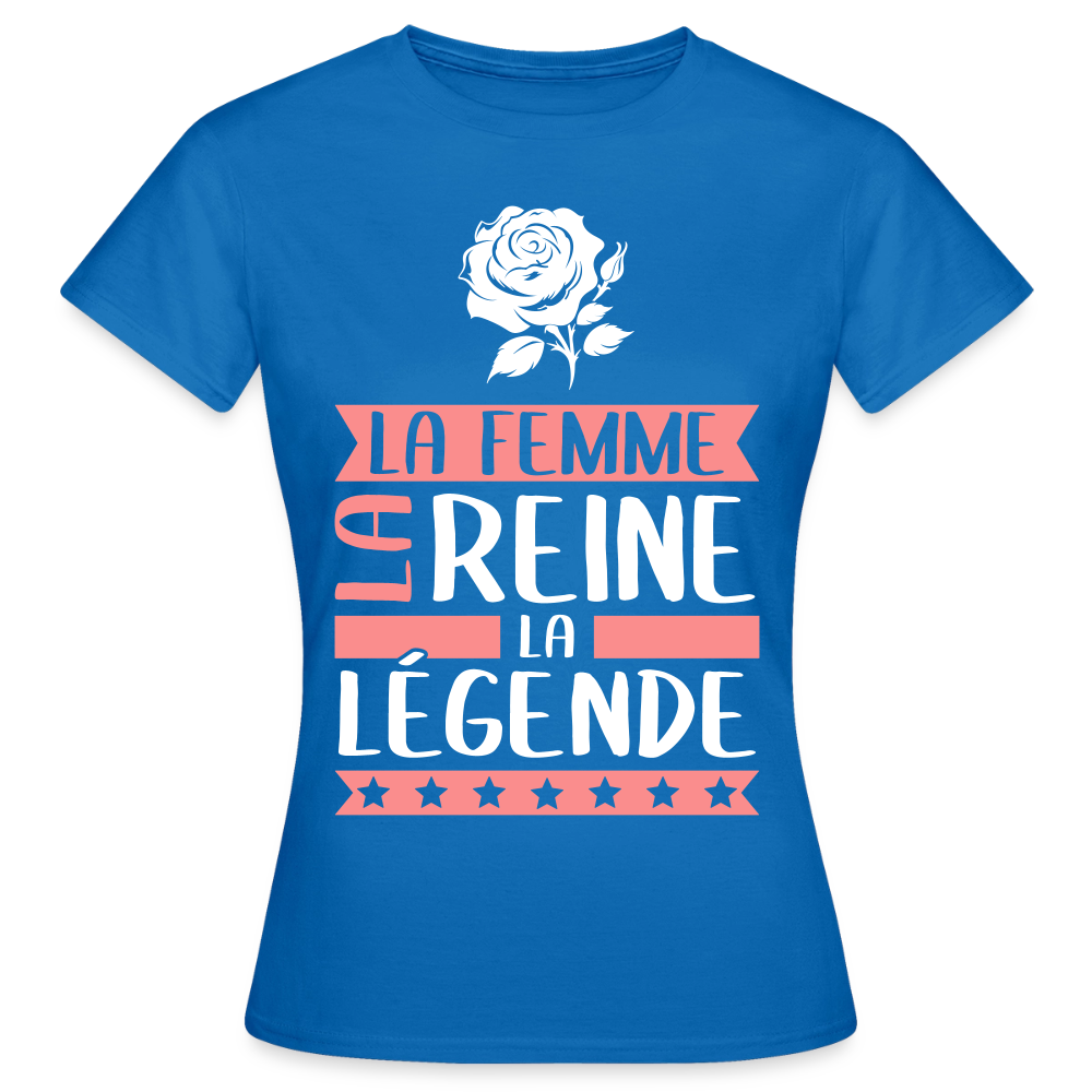 T-shirt femme Rose rébus – La femme, la reine, la légende - bleu royal