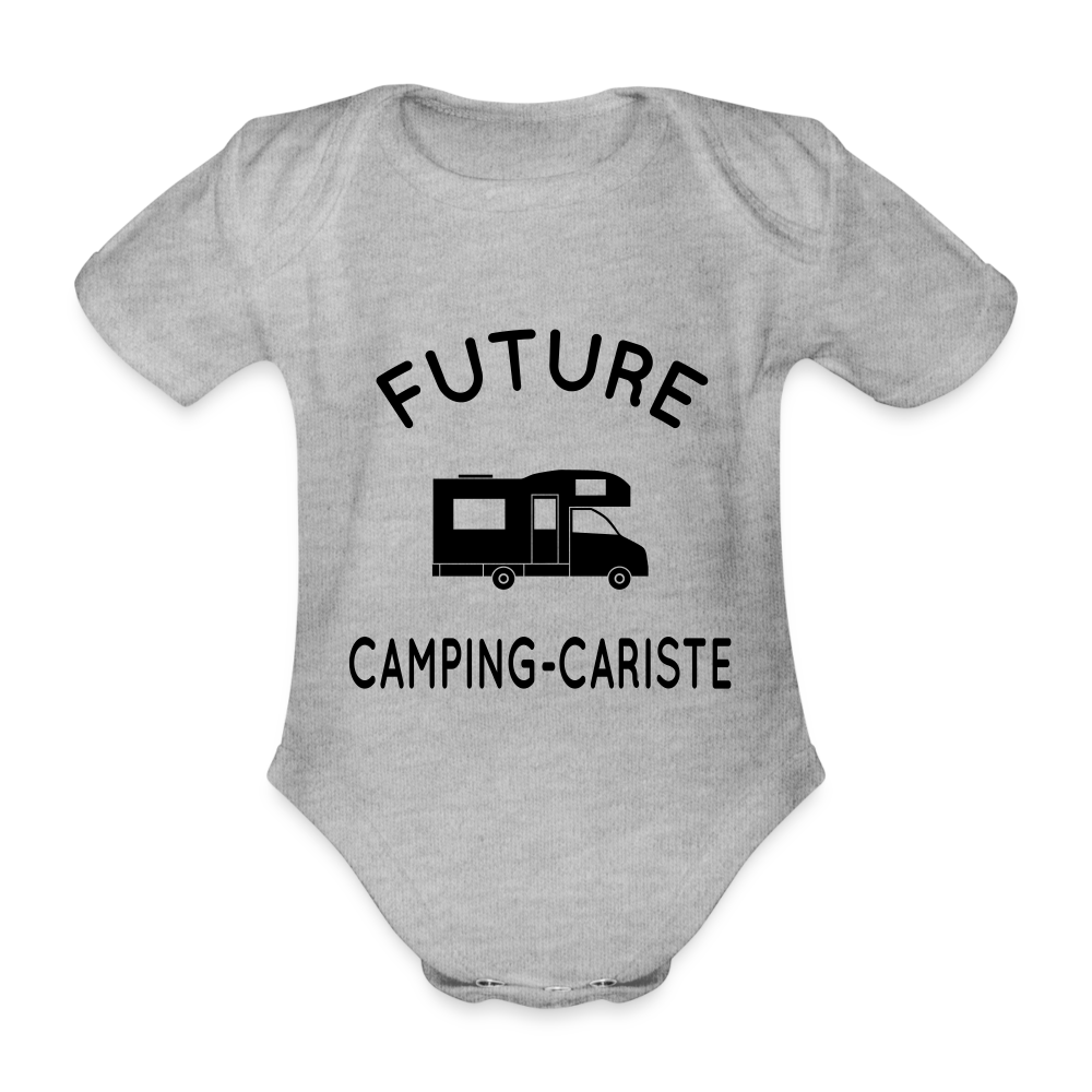 Body Bébé bio manches courtes - Future camping-cariste - gris chiné
