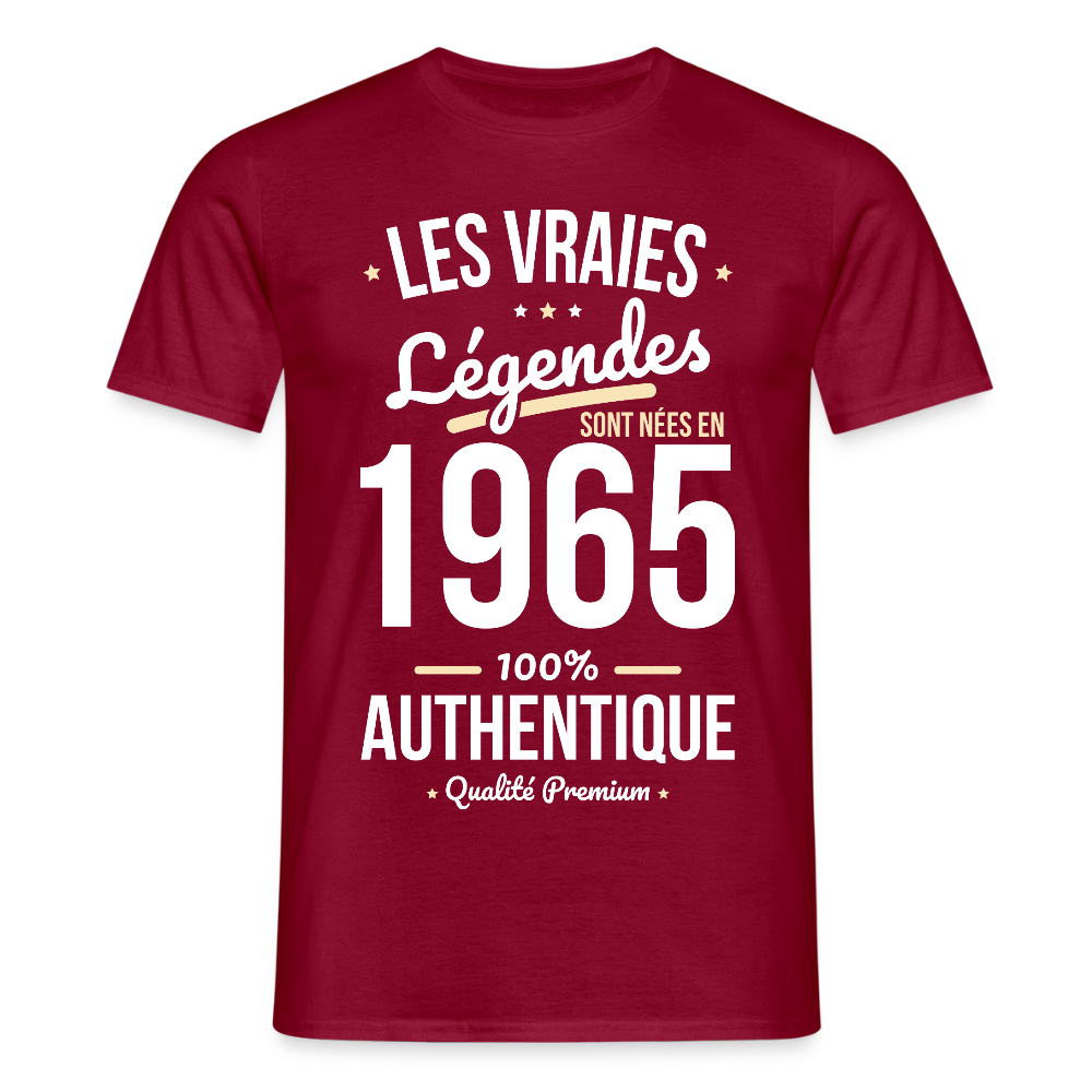 T-shirt Homme - Anniversaire 60 Ans - Les vraies Légendes sont nées en 1965 - rouge brique