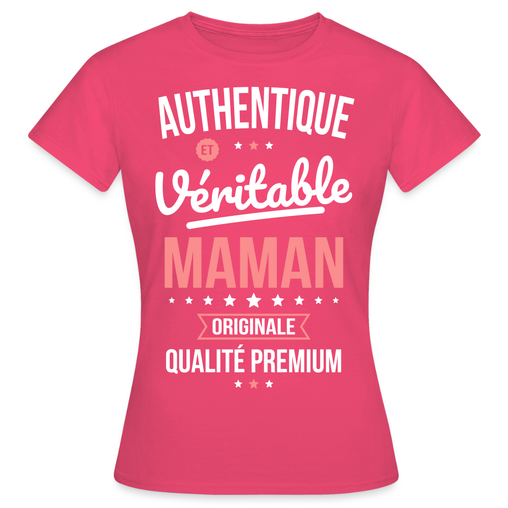 T-shirt Femme - Authentique et véritable Maman - rose azalée
