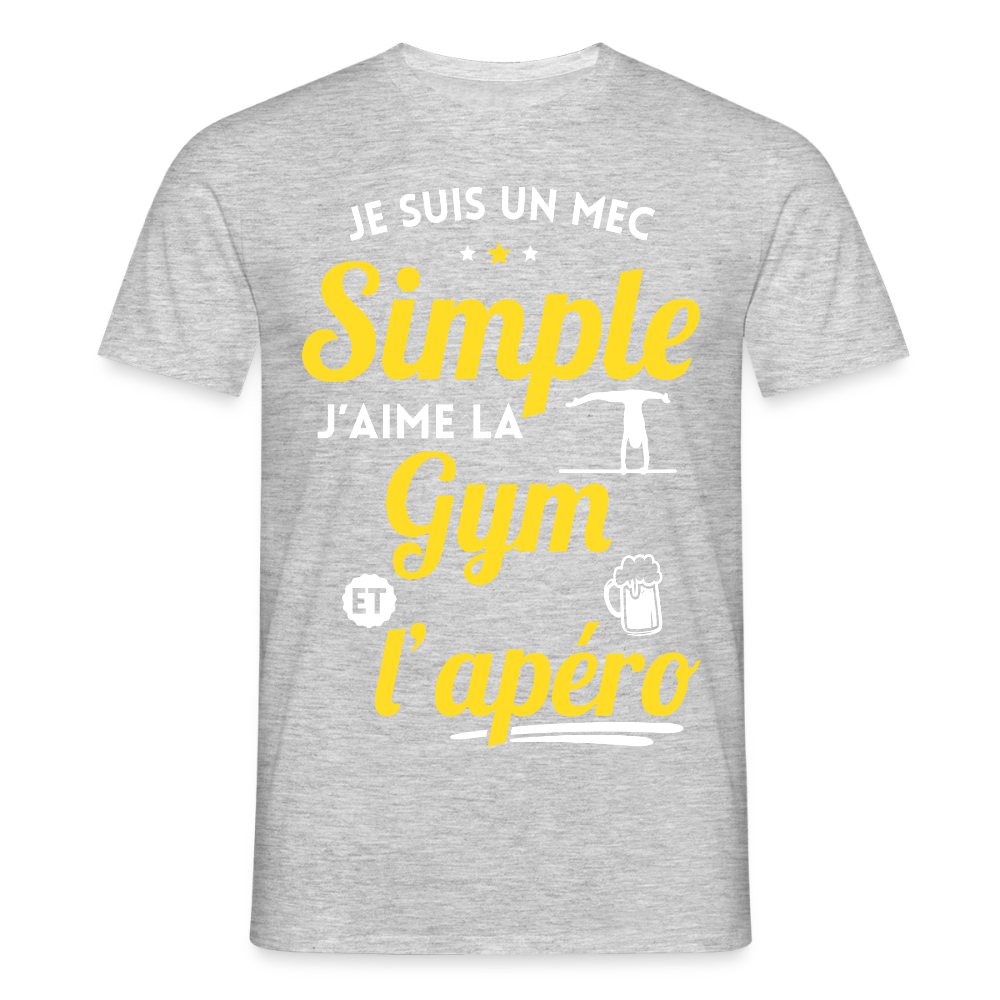 T-shirt Homme - J'aime la gym et l'apéro - gris chiné