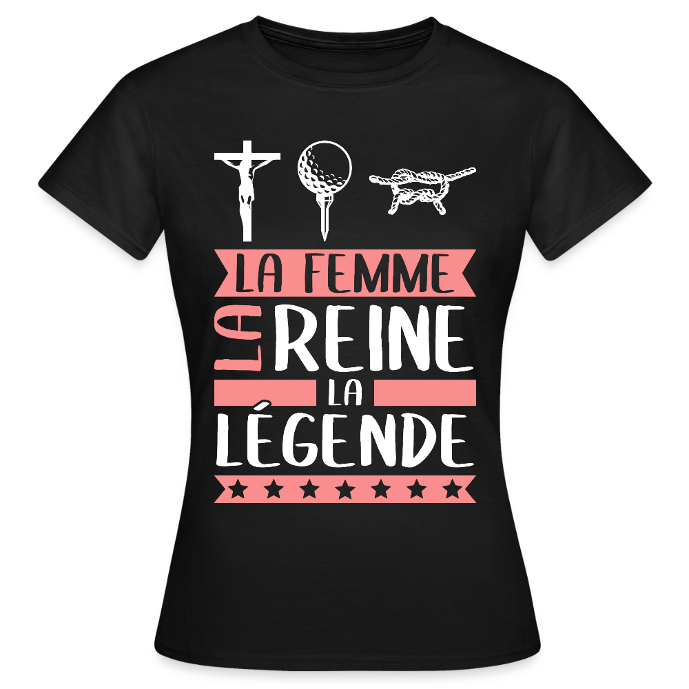 T-shirt femme Christine rébus – La femme, la reine, la légende - noir