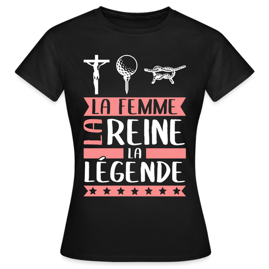 T-shirt femme Christine rébus – La femme, la reine, la légende - noir