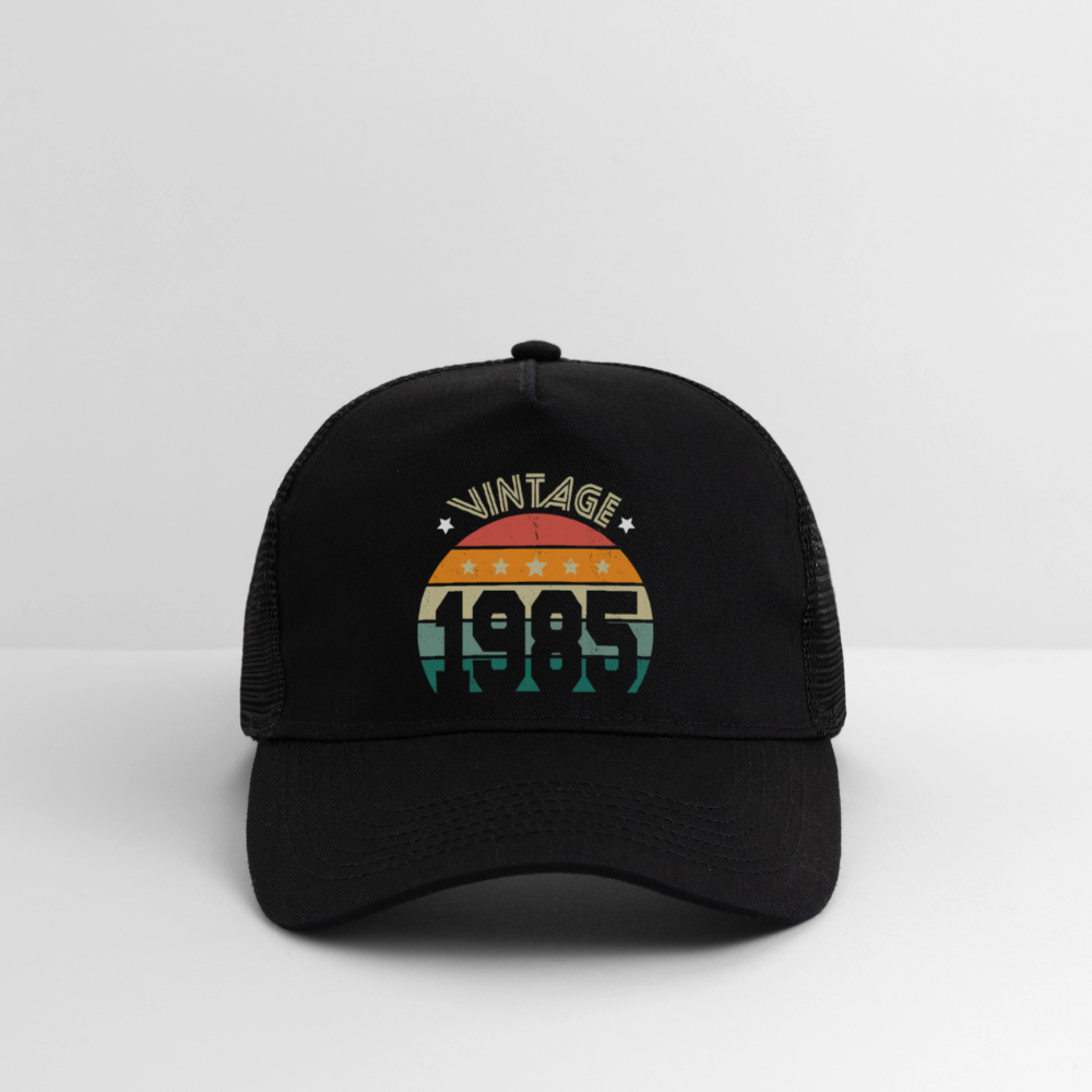 Casquette Trucker - Anniversaire 40 Ans - Vintage 1985 - noir/noir
