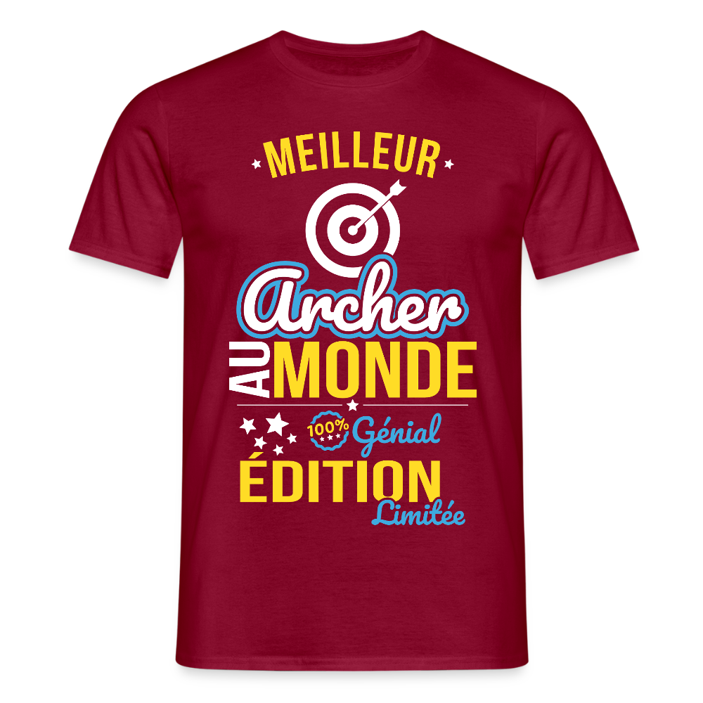 T-shirt Homme - Meilleur Archer au monde - 100% génial - rouge brique