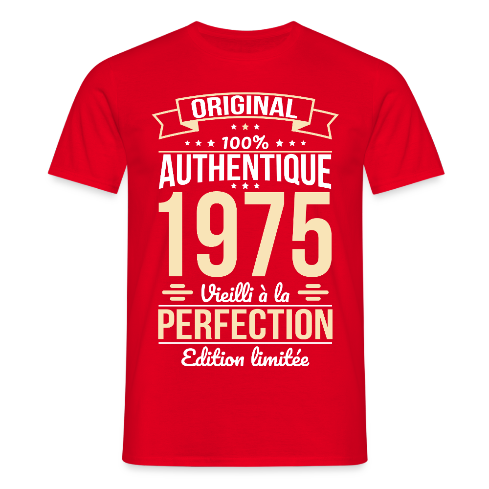 T-shirt anniversaire homme 50 ans – Original 1975 - rouge
