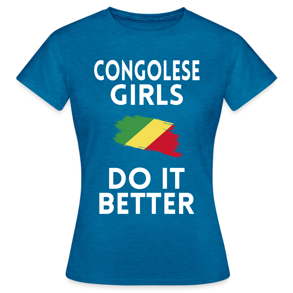 T-shirt femme - Congolese Girls Do It Better - bleu saphir antique chiné